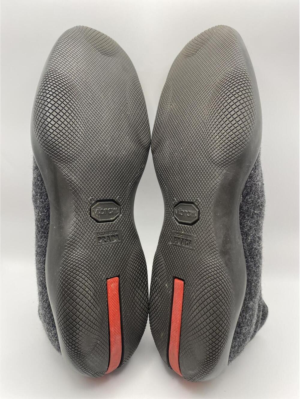 Prada Gray Wool Slip-On Shoes with Vibram Sole - Picture 2 of 8